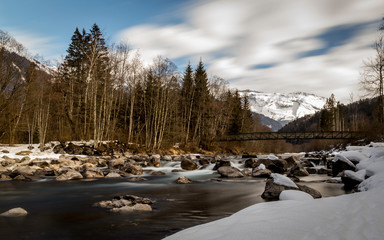 Mountain, landscape, snow in France.