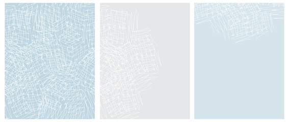 Simple Seamless Geometric Vector Pattern and Layouts. White Messy Hand Drawn Scribbles on a Light Blue and Gray Background.Abstract Hand Drawn Childish Style Vector Print for Fabric, Textile, Layout.