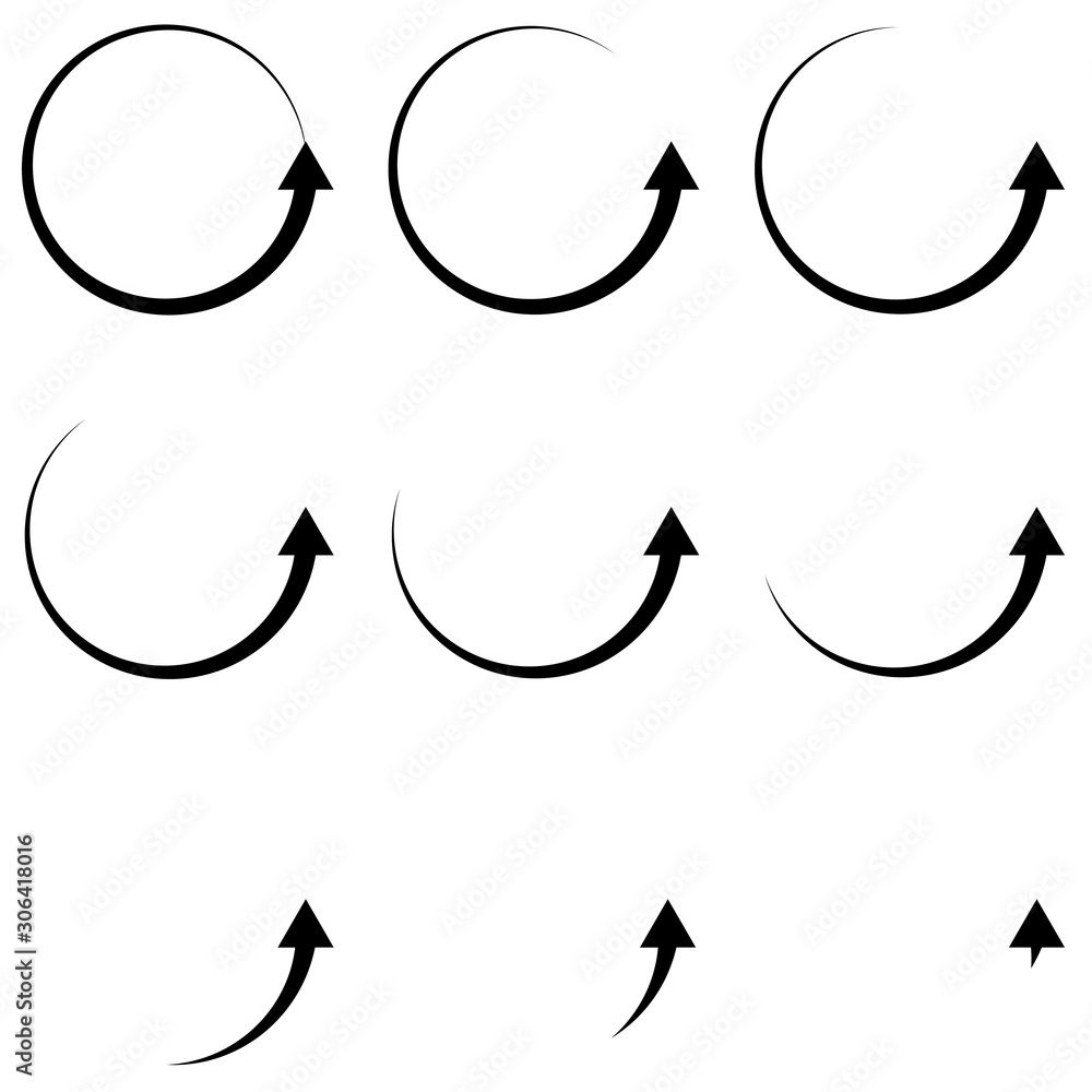 Poster Set arrow pointer up icon vector vector circular arrow segment of a circle, a pointer to the rise of development and progress