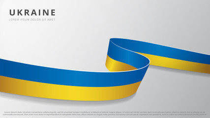 Flag of Ukraine. Realistic wavy ribbon with ukrainian flag colors. Graphic and web design template. National symbol. Independence day poster. Abstract background. Vector illustration.
