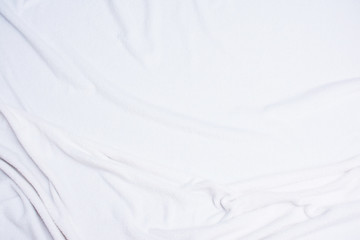 White crumpled blanket, plaid, background with copy space, top view