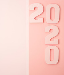 Creative inspiration concepts 2020 with text number on the color background.Business resolution, action plan ideas.Pink color pale shades.