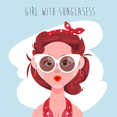 girl wearing sunglasses illustration. flat design illustration