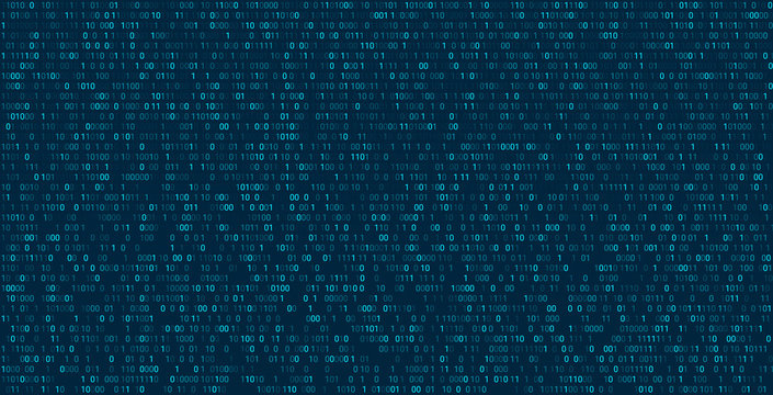 Matrix abstract background with binary numbers. Futuristic background with code or data, vector matrix wallpaper illustration.