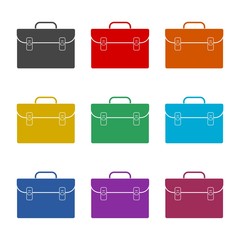 Briefcase color icon set isolated on white background