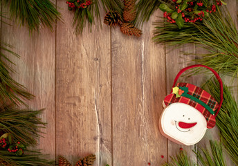 christmas  decorations on wooden background
