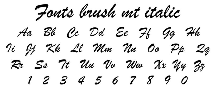 Fonts brush Italic can be used to decorate the job more beautiful.