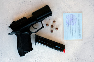 Purchase of 9mm pistol, permission to keep and carry hunting weapons pneumatic and firearms and the purchase of a pistol.
