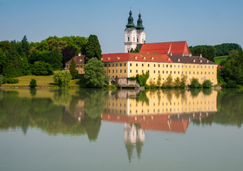 Fototapeta na wymiar Vornbach abbey at the bank of Danube in Bavaria, Germany