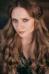 Naklejka premium Portrait of beautiful young blonde woman with makeup