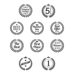 Obraz premium Set of laurel wreaths on white background.