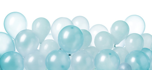 Grey and turquoise balloons isolated on  white.