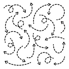 Black Dotted Hand Drawn Arrows Set on White Background. Arrow, Cursor Icon. Vector Pointers Collection. Back, Next Web Page Sign.