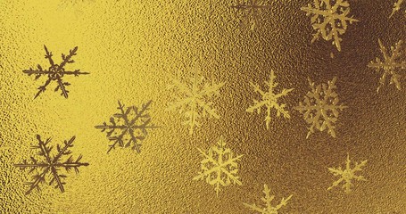 Golden foil with snowflakes texture. New year background. 3d render