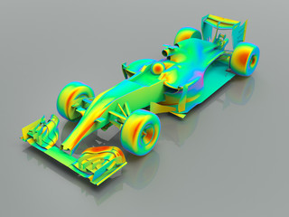 3D rendering - rainbow colored racing car