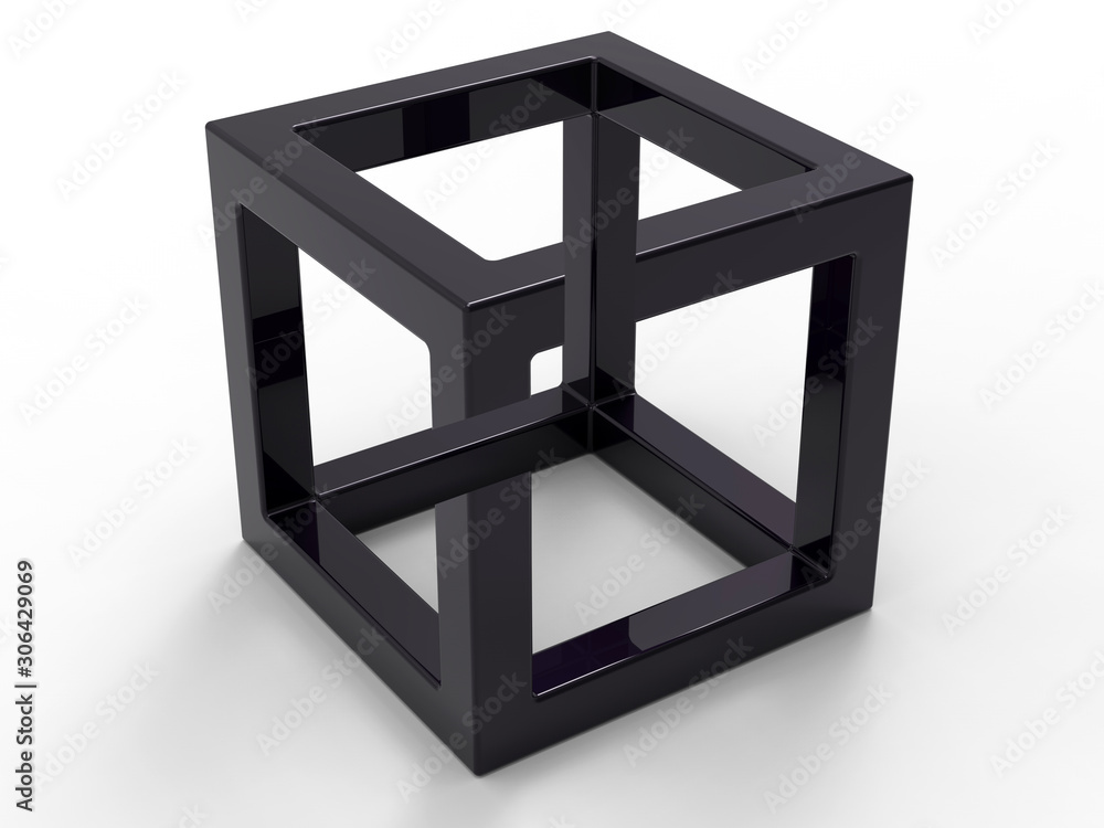 Poster 3d rendering - box illusion