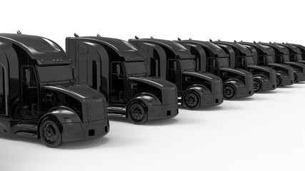 Obraz na płótnie Canvas 3D rendering - black truck fleet