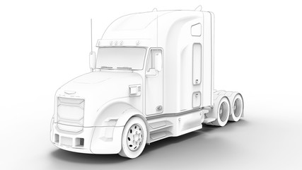 3D rendering - outlined detailed truck head