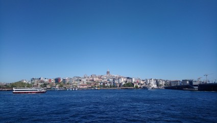 Bosphorus, Galata Tower, Ferry and Seagull