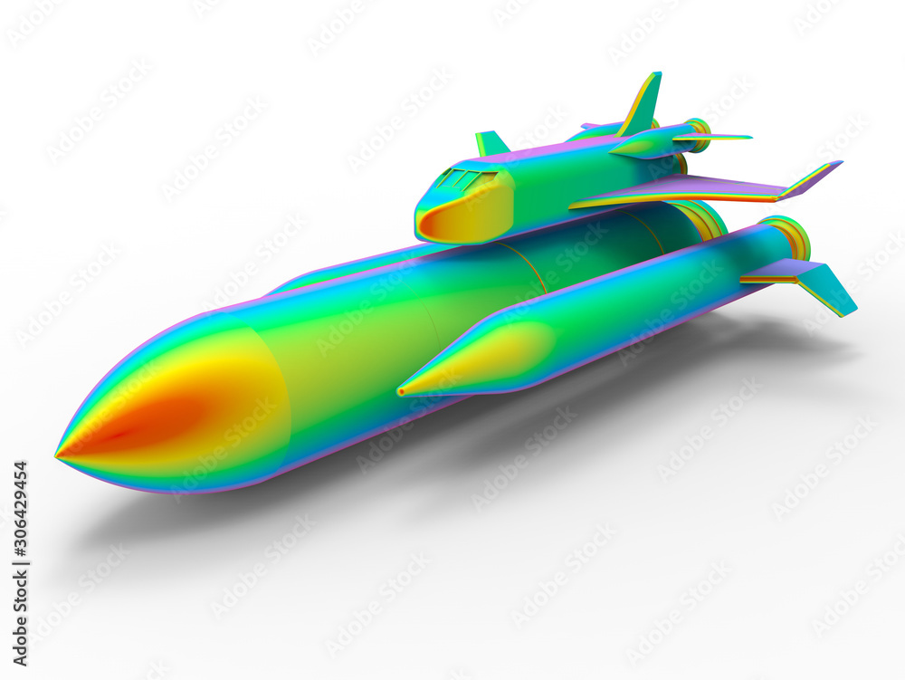 Poster 3d rendering - fea analysis of a space shuttle