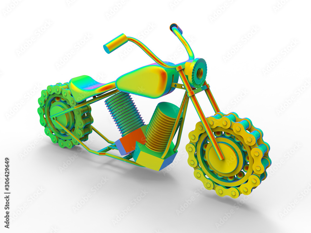 Poster 3d render - finite element analysis of a motorcycle