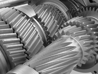 3D rendering - industrial mechanical gears
