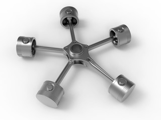 3D rendering - detailed metallic radial engine