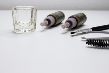 Henna for coloring eyebrows and eyelashes. Painting with henna.