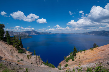Fototapeta na wymiar Panorama of Crater Lake near the Rim Village overlook