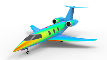 3D rendering - rainbow colored jet plane