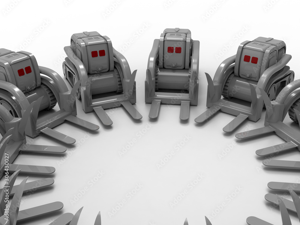 Poster 3d rendering - automated guided vehicles ready for work concept