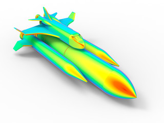 Obraz na płótnie Canvas 3D rendering - FEA analysis of a space shuttle 