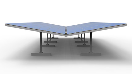 3D rendering - modern solar panel parking area