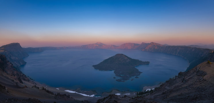 Panorama of a large Caldera known as Crater Lake in Oregon © Michael