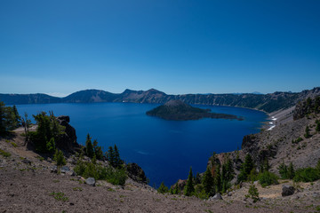 Fototapeta na wymiar Panorama near Pumice Point of Crater Lake in Oregon
