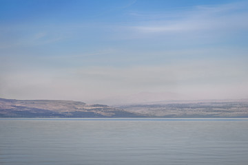 landscape of a lake in the mountains