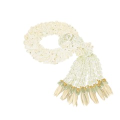 Thai traditional style garland, that use many kinds of flower as Jasmine, Dahlia or another call crown flower, petal sepal and stamen of Dahlia, white Champak, and the petal of Spike. Isolate image..
