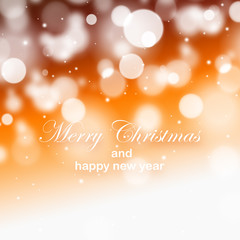 Orange Christmas and new year greeting card