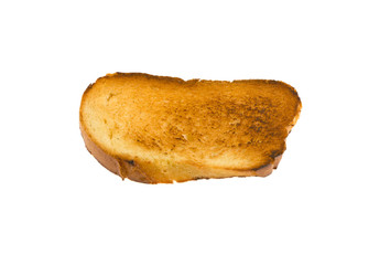 burnt toast on a white background isolated
