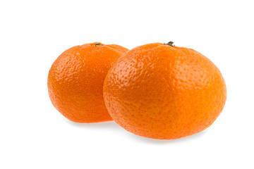 two tangerines on a white background isolated