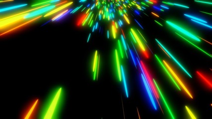 Multi Colored glowing motion elements - Top perspective view, 3D Rendering