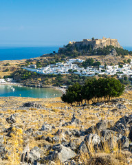 Overlooking Lindos on the Greek Island of Rhodes Greece Europe