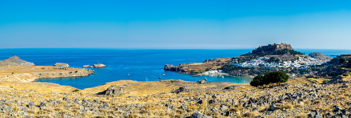 Overlooking Lindos on the Greek Island of Rhodes Greece Europe