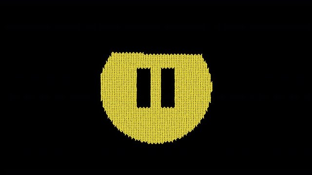 Symbol pause circle is knitted from a woolen thread. Knit like a sweater