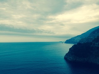 Blue sea and mountains