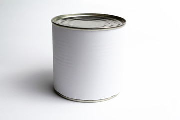 Steel canned tin can on a white background..Mockap