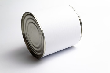 Steel canned tin can on a white background..Mockap