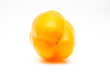 Yellow ripe bell pepper, sweet pepper on a white background