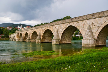 Fototapeta na wymiar The Mehmed Pasa Sokolovic Bridge over the Drina River, Bosnia and Herzegovina.