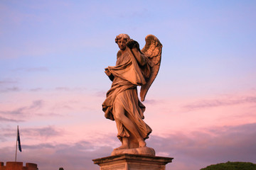 Naklejka premium Historic Saint Angel bridge in Rome 